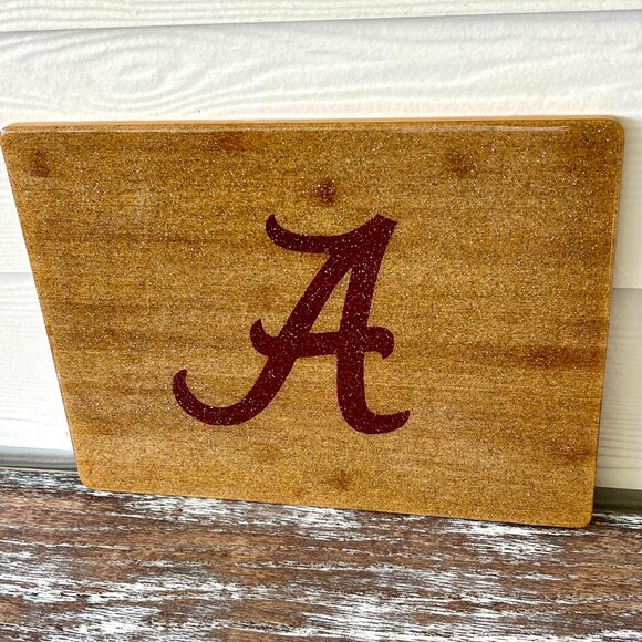 2pc Alabama Roll Tide Cutting Board Resin Wood Charcuterie Cheese Gift Kitchen - Picture 2 of 6
